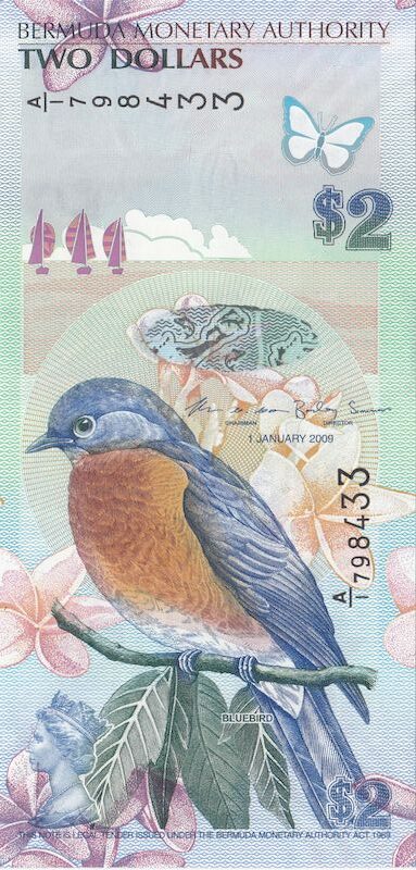 2009 BANK NOTE OF THE YEAR BERMUDA 2 DOLLARS - Mayan's Currency World
